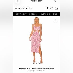 REVOLVE Pink Leaf Print Midi Dress